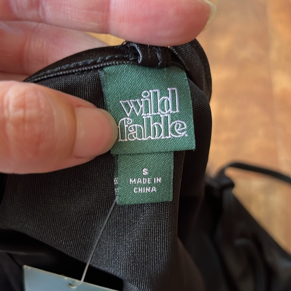 New Wild Fable black satin spaghetti strap top - Picture 8 of 15